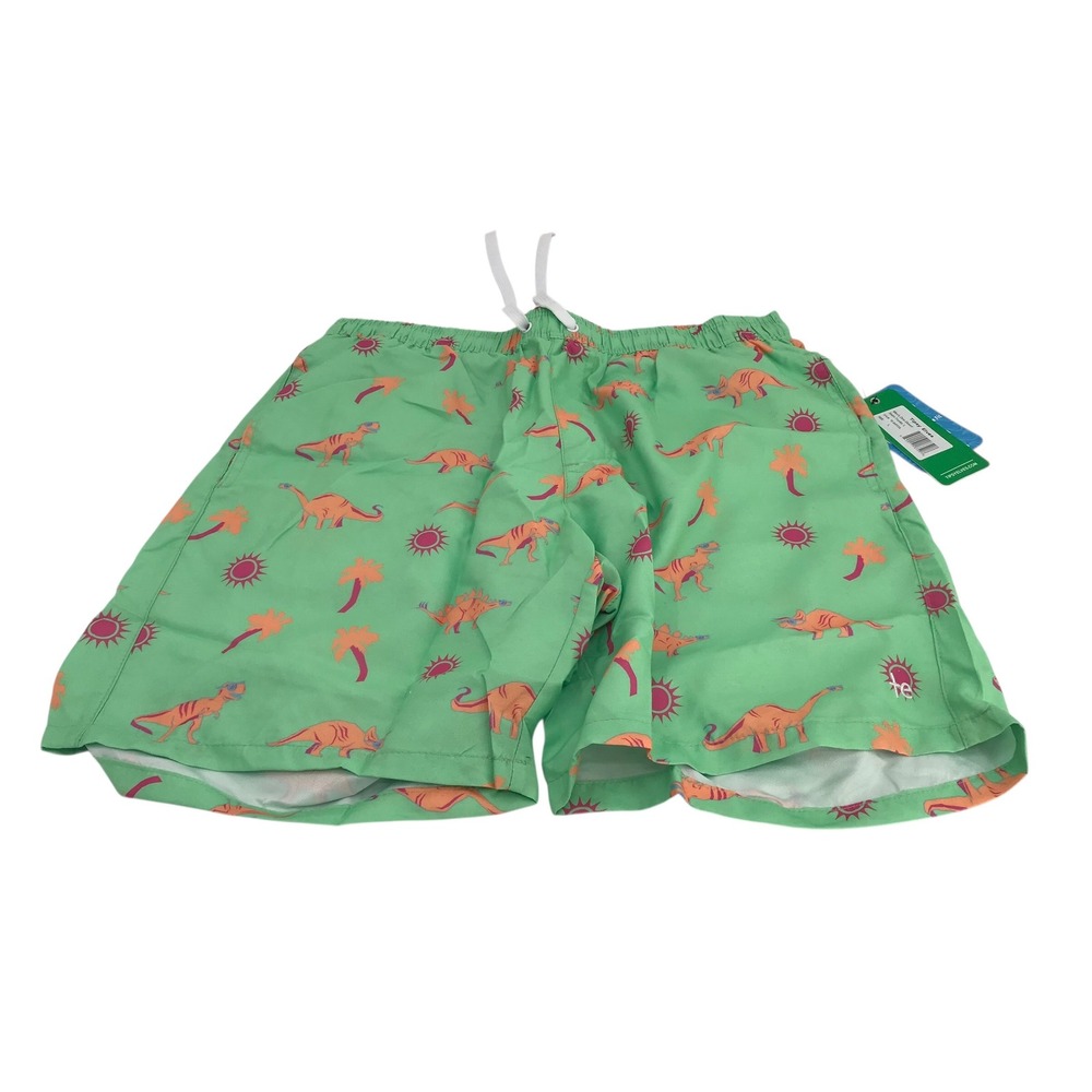 Tipsy Elves Mens Dino Desert Swim‎ Trunks Green Dinosaur Print Size Large Lined
